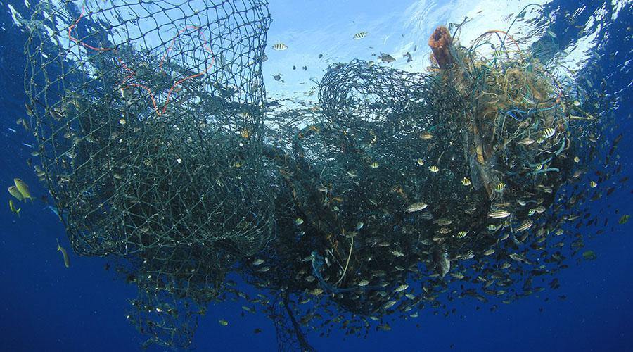 Hauling a deep-sea trawl net fishing 