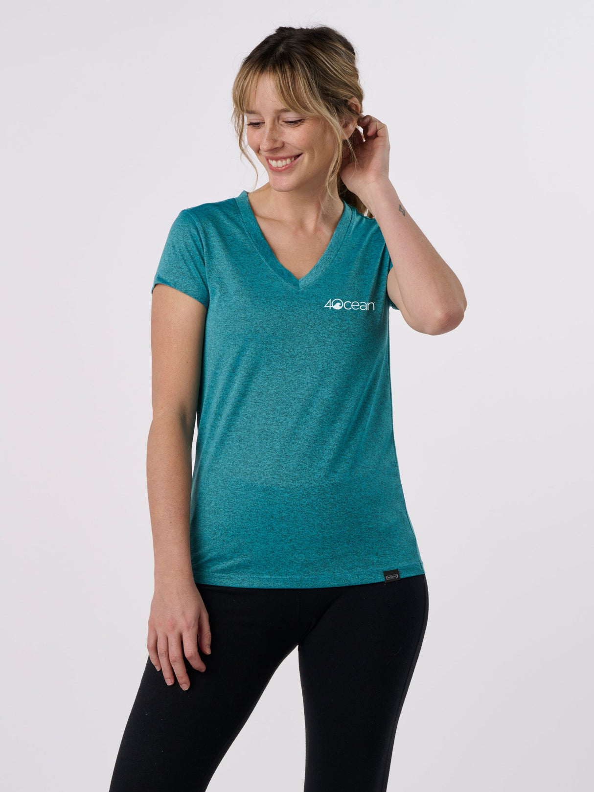 4ocean Logo Women's Sport Short Sleeve V-Neck T-Shirt