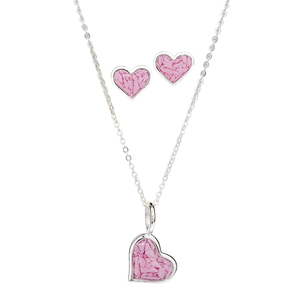 4ocean x Dune  Breast Cancer Awareness Small Heart Necklace + Earring Set