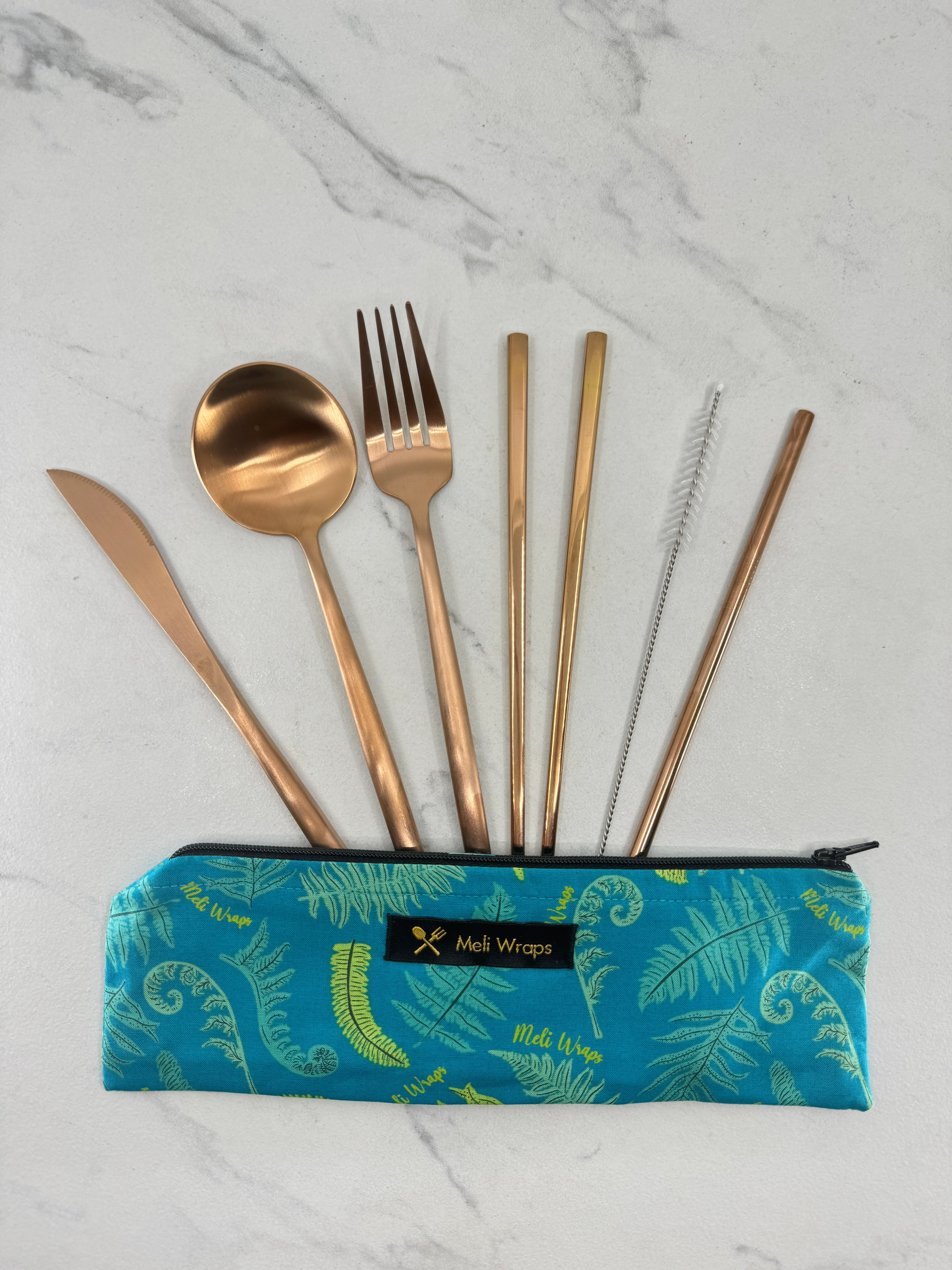 Meli Wraps Reusable Cutlery Set- Fern