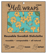 Meli Wraps Puakenikeni & Bee Swedish Dish Cloth Set of 3