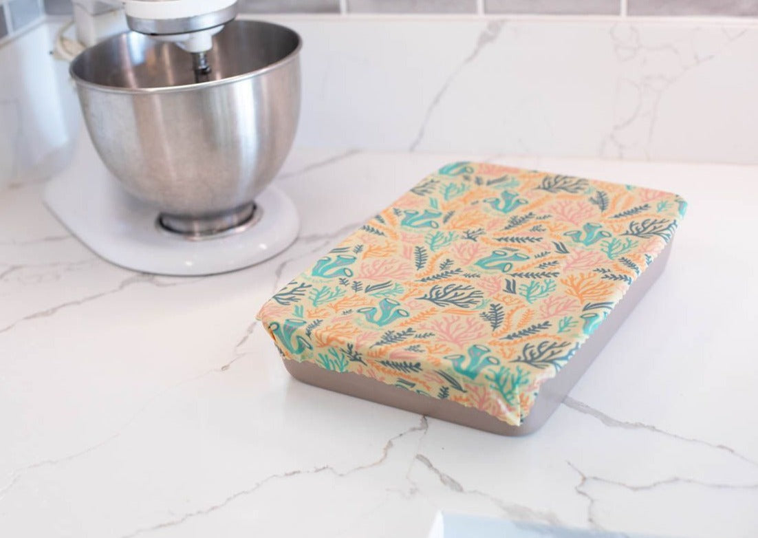 Meli Wraps Beeswax Wrap Bulk Roll + Cutlery Set in Reef Print