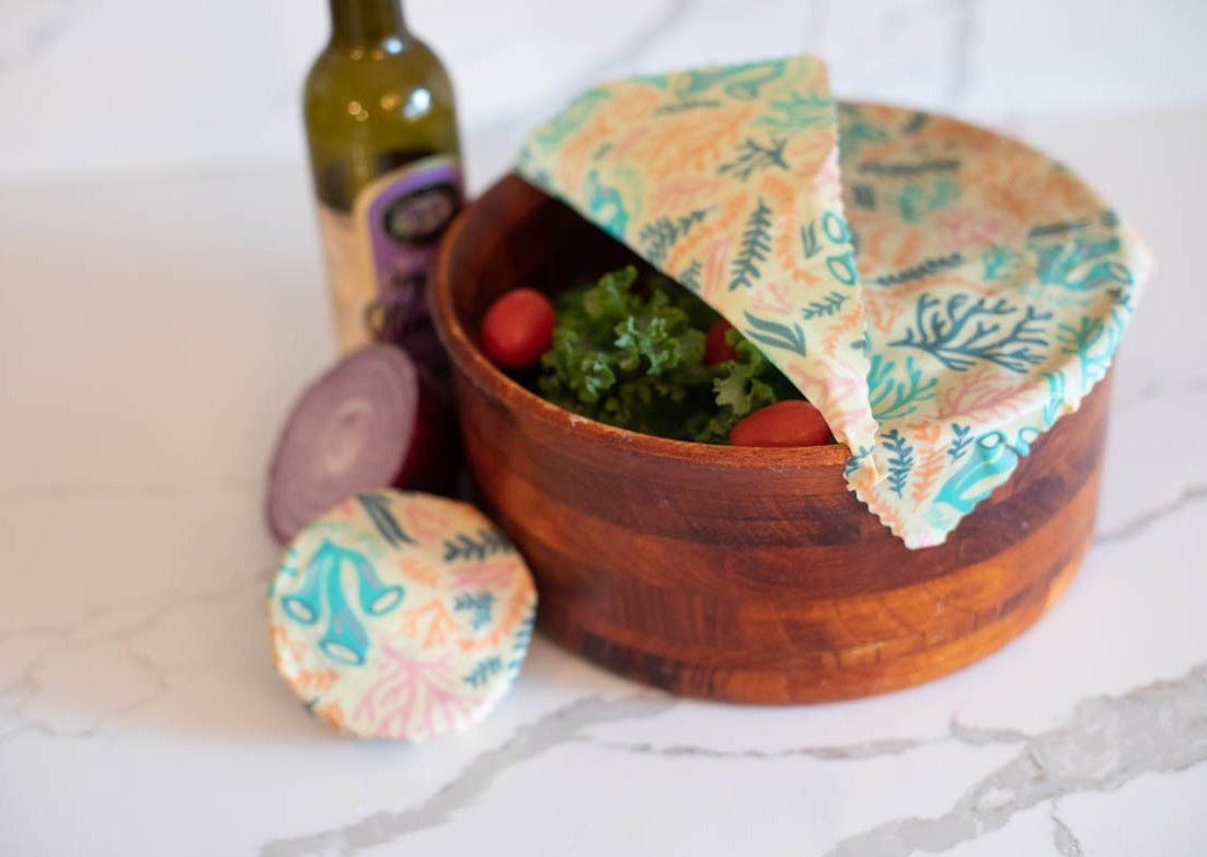 Meli Wraps Beeswax Wrap Bulk Roll + Cutlery Set in Reef Print