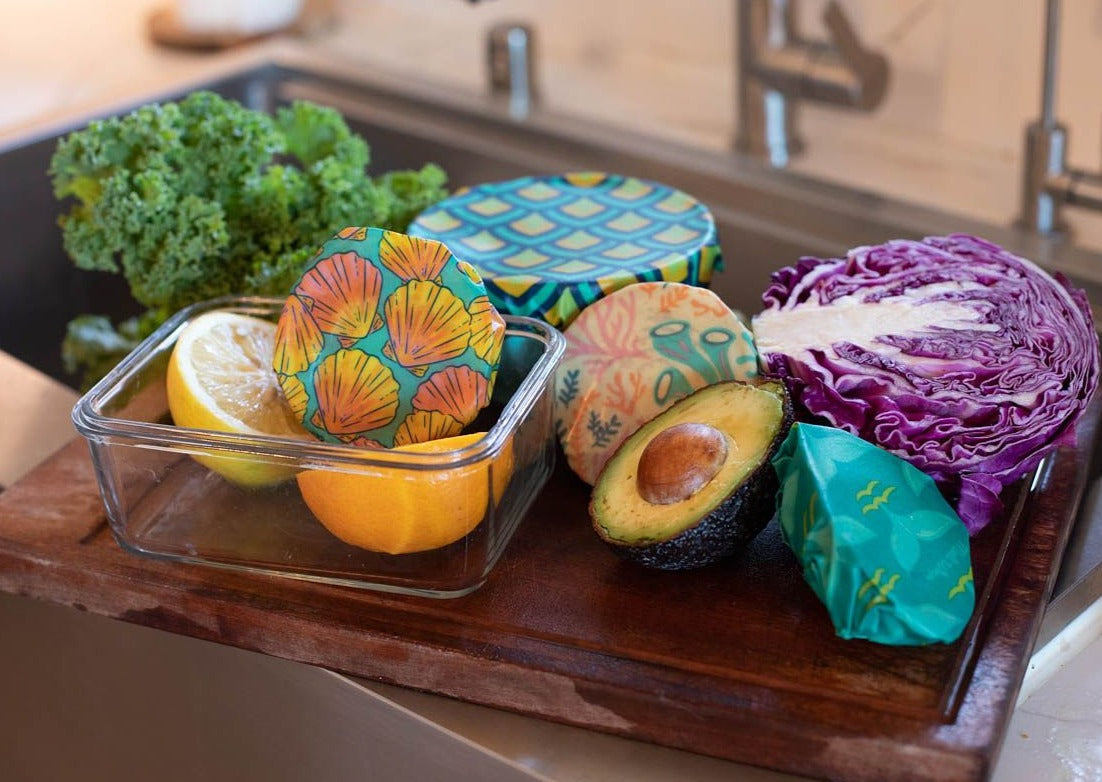 Meli Wraps Beeswax Wrap Bulk Roll + Cutlery Set in Reef Print