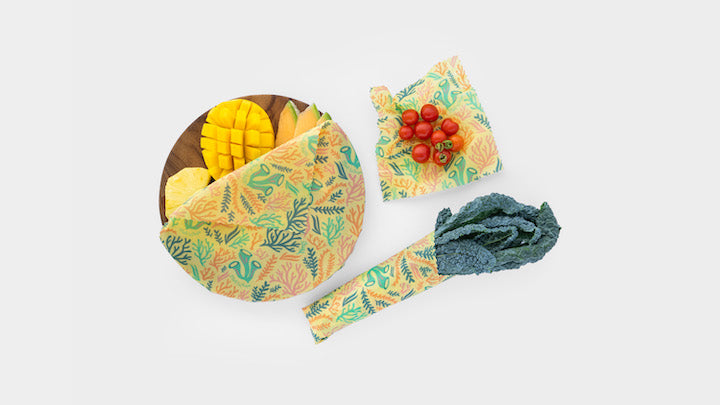 Meli Wraps Beeswax Wrap Bulk Roll + Cutlery Set in Reef Print