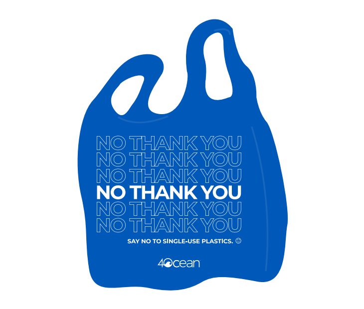 4ocean no thank you reusable bag design die cut sticker