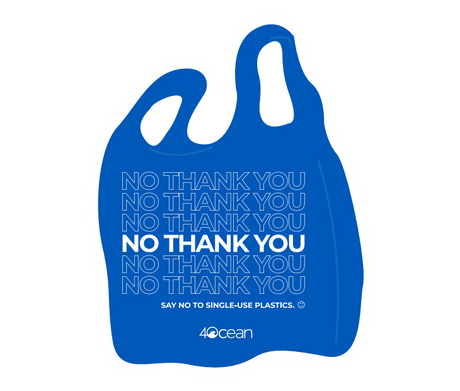 4ocean no thank you reusable bag design die cut sticker