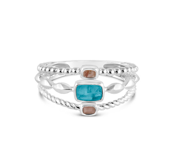 4ocean x Dune Boho Stack Ring in Florida Pink