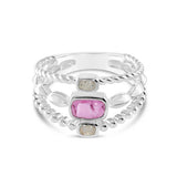 4ocean x Dune Boho Stack Ring in Florida Pink