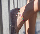 Tropical Summer Braided Anklet on female model