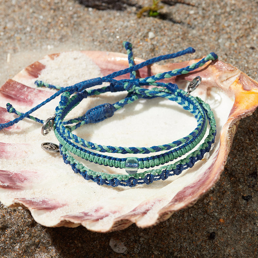 4ocean Bali Earth Bracelet Stack - Blue & Earth Green [6-pack] –